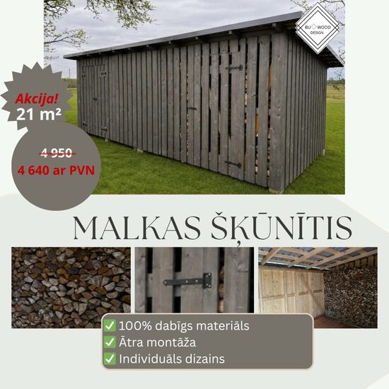 Malkas šķūnītis ar piebūvi palīginstrumentiem, 3x7